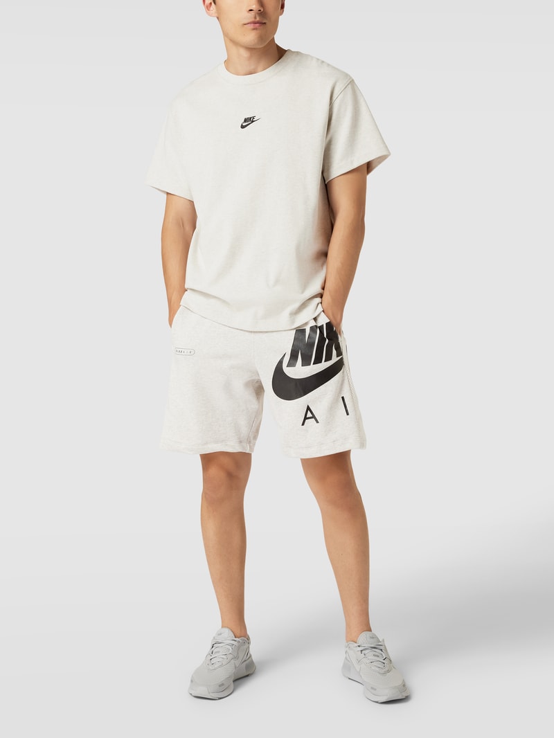 Sweatshorts mit Label-Print in weiß