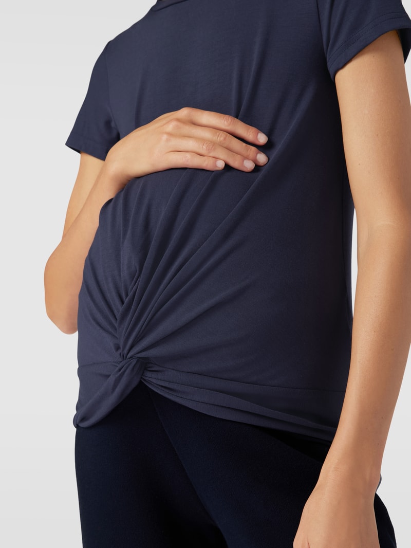 Umstands-T-Shirt mit Knotendetail in marineblau