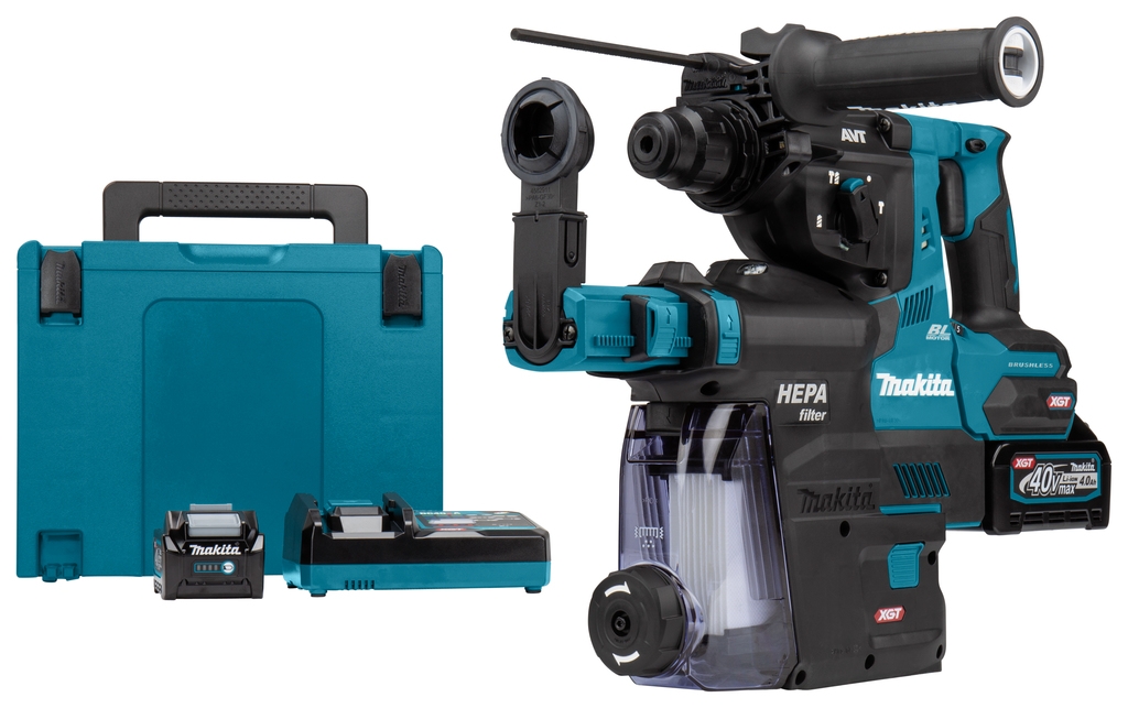 Ciocan combinat Makita HR003GM202 SDS-Plus 40V Max 4.0Ah Li-Ion cu extracție a prafului