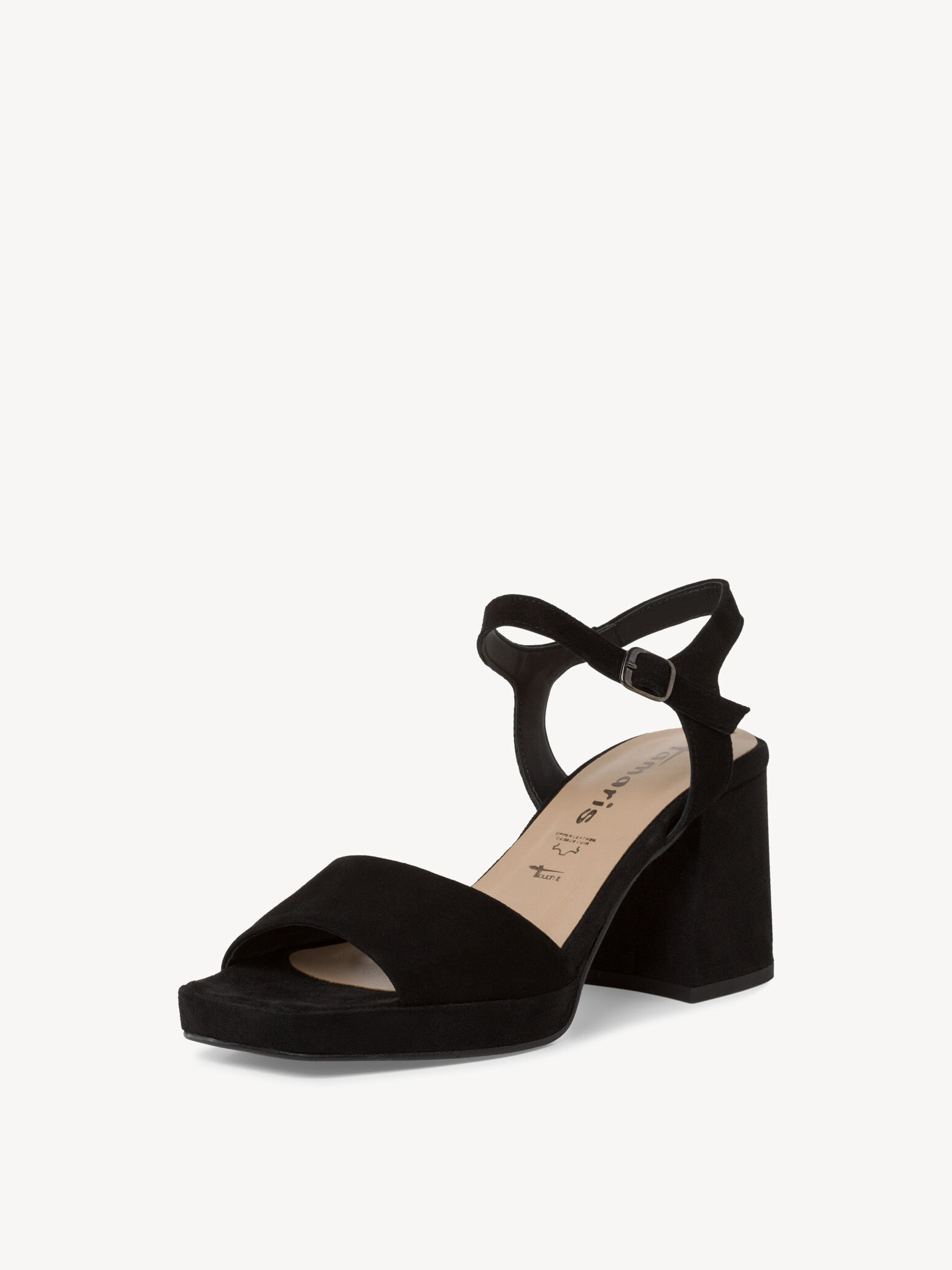 Sandale à talon en cuir - noir