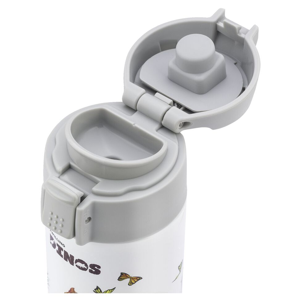 Trinkflasche DINOS, 350 ml, Edelstahl, Weiß-grau