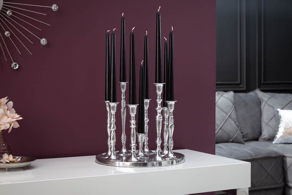 riess-ambiente Kerzenständer MODERN BAROCK 25cm silber (1 St), Metall · Kerzenhalter · Deko · Barock-Design