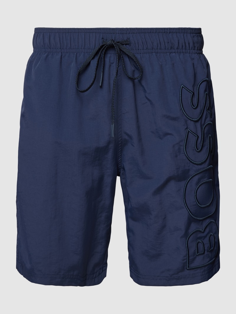 Badehose mit elastischem Bund Modell 'Whale' in dunkelblau