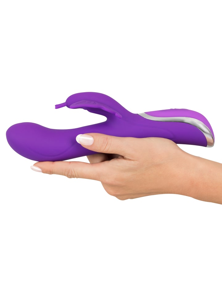 Sweet Smile Vibrator mit Klitorisreizer und Rotation Rechargeable Rotating Vibrator in lila günstig kaufen 23 cm