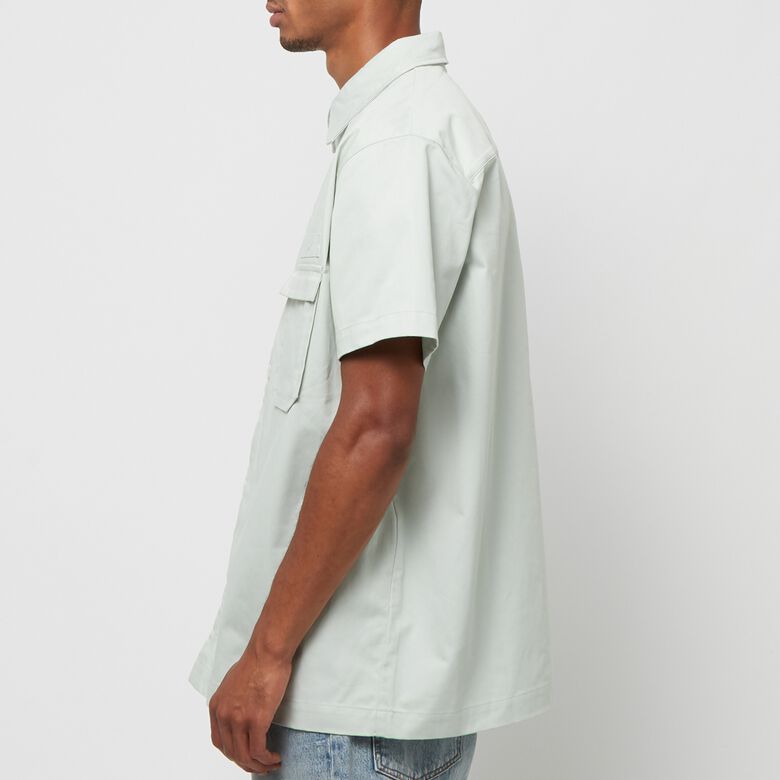 NIKE Woven Military Short-Sleeve Button-Down Shirt light silver/white