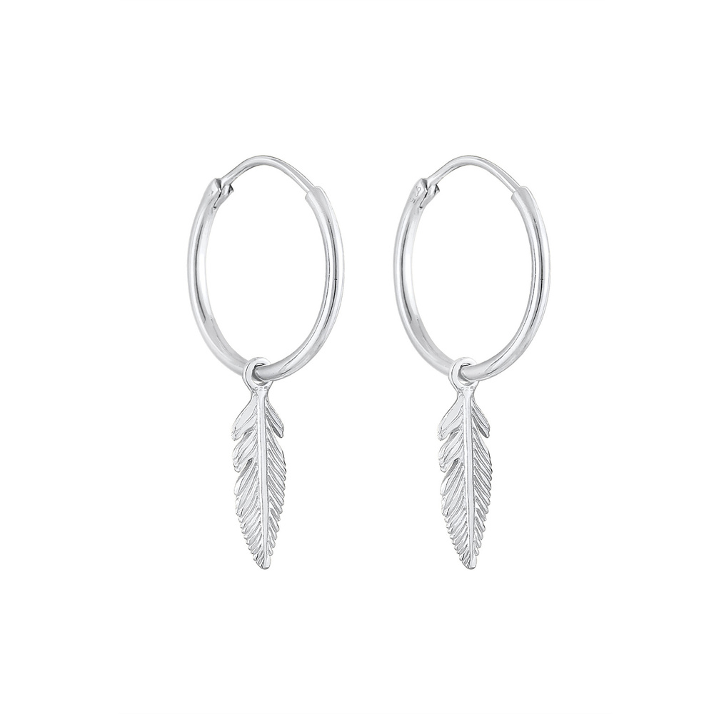 Elli Elli Boucles d'Oreilles Créoles Pendentifs de Plumes Boho Look Festival Trend Bou Boucles d'oreilles