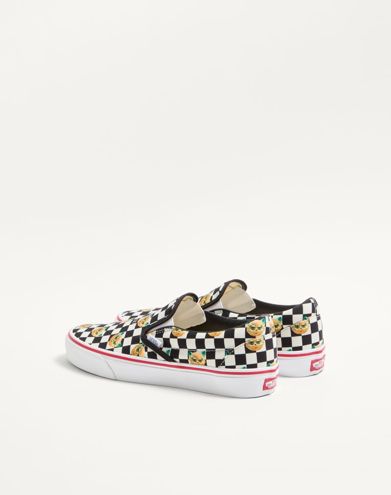 Valentino Garavani og Vans slip-on sneaker i stof med Le Chat De La Maison-print og V-logo-skakbrætprint