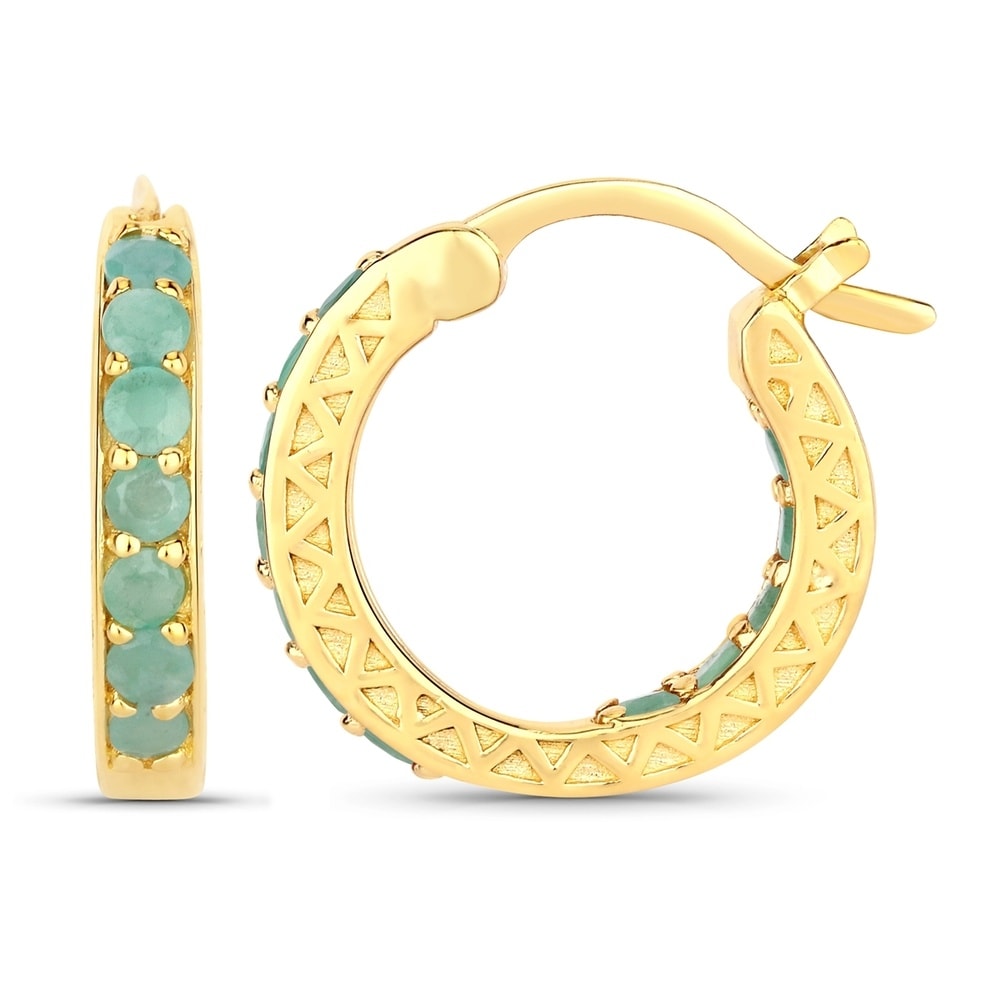 Rafaela Donata Boucles doreilles Argent sterling Emeraude en Or jaune Bijoux