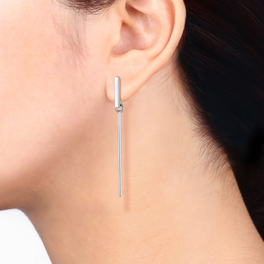 Elli Elli Boucles d'Oreilles Geo Rechteck Trend Minimal 925 Sterling Silber Boucles d'oreilles