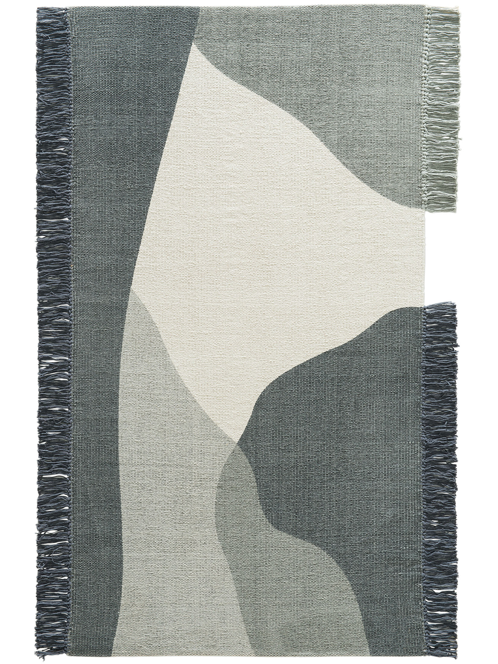 Skelby Flachgewebe-Teppich, Grau-Weiss