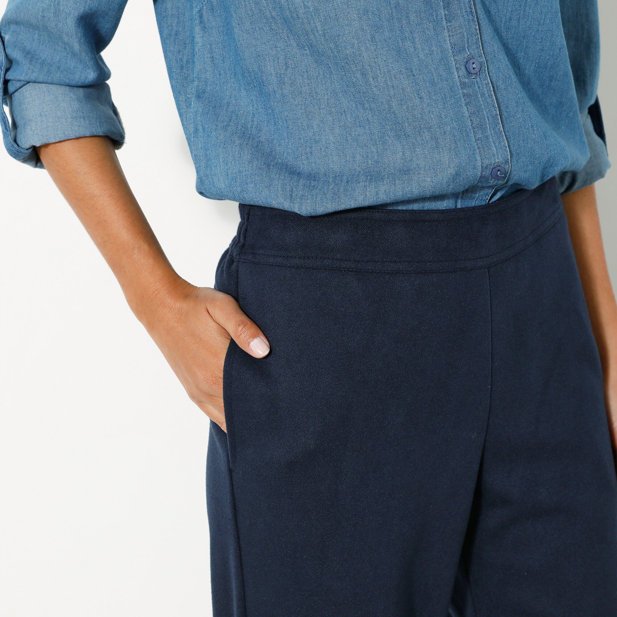 Pantalon large chaud, aspect lainage