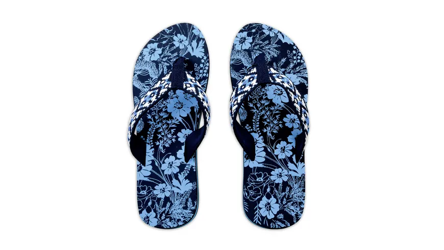 BARFUSS Damen V-Strap Badeschuh blau