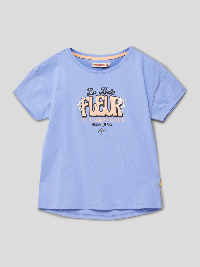 T-Shirt mit Motiv-Print in flieder