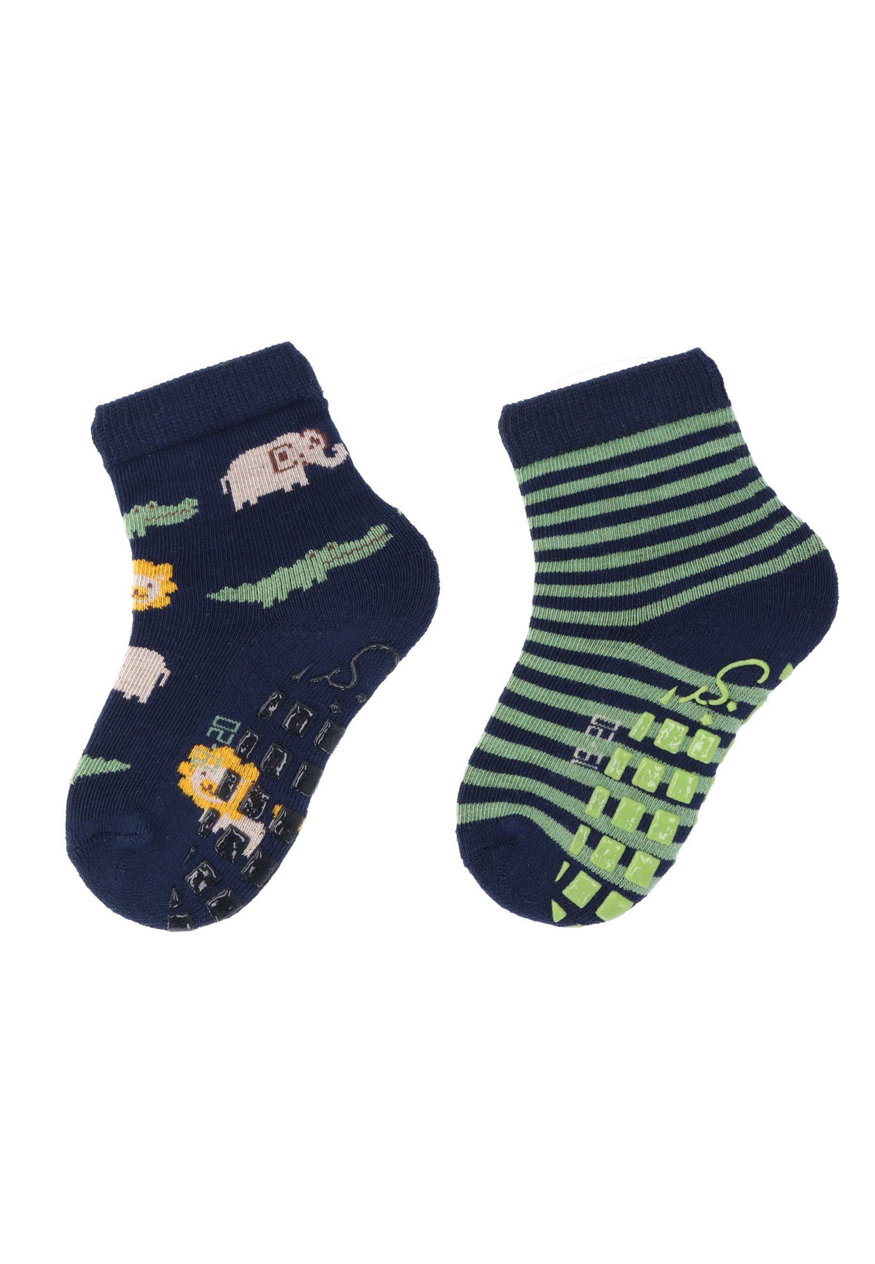 Sterntaler® ABS-Socken ABS-Söckchen Safari, 2er-Pack (2-Paar) Rutschesocken - ABS-Socken Gummi - Kindersocken Jungen und Mädchen - Anti-Rutsch-Sohle - mit den Motiven 