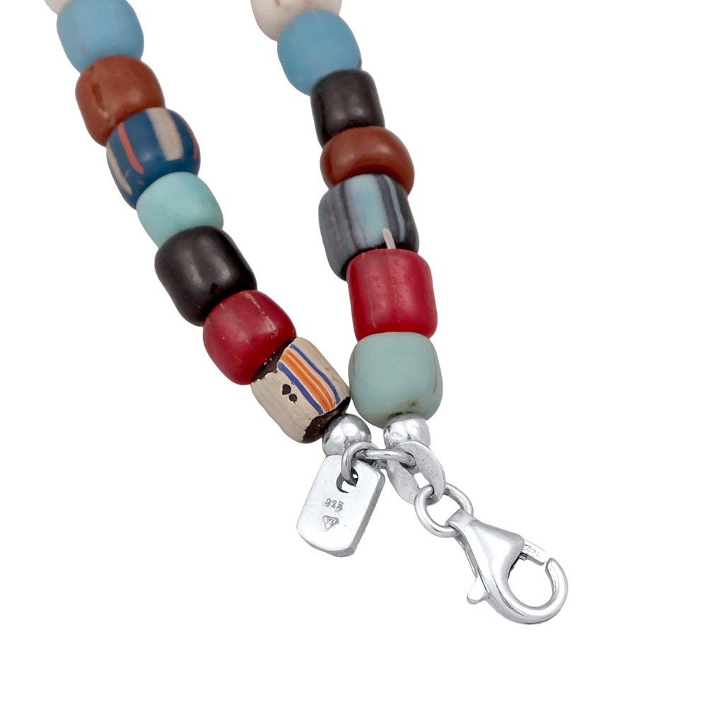 KUZZOI KUZZOI Collier Hommes Couches Perles de verre multicolores avec perles d'eau douc collier