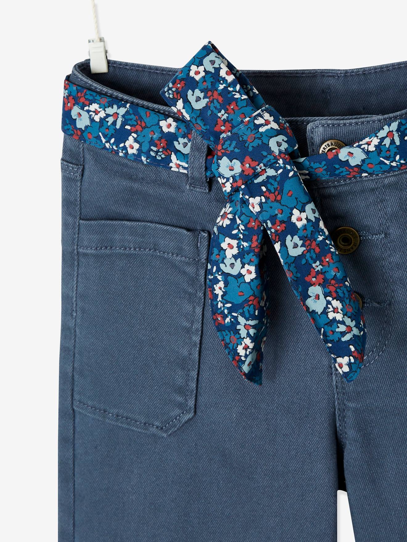 Pantalon large fille coupe 7/8 ème. gris