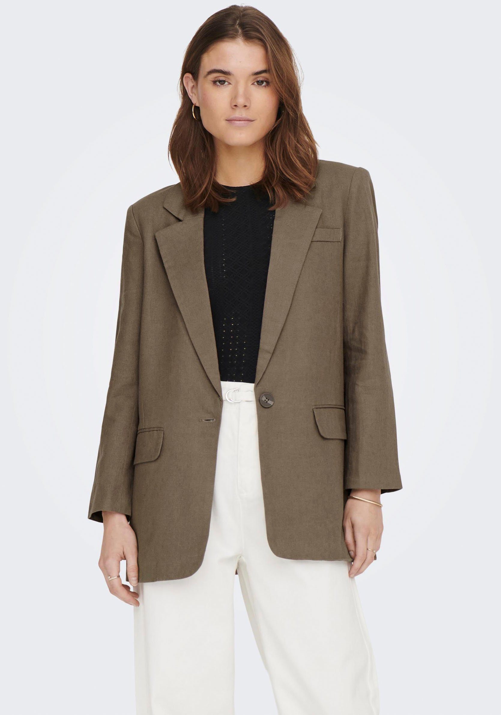 ONLY Longblazer ONLCARO-LANA L/S OVS LIN BLAZER TLR NOOS mit Leinen