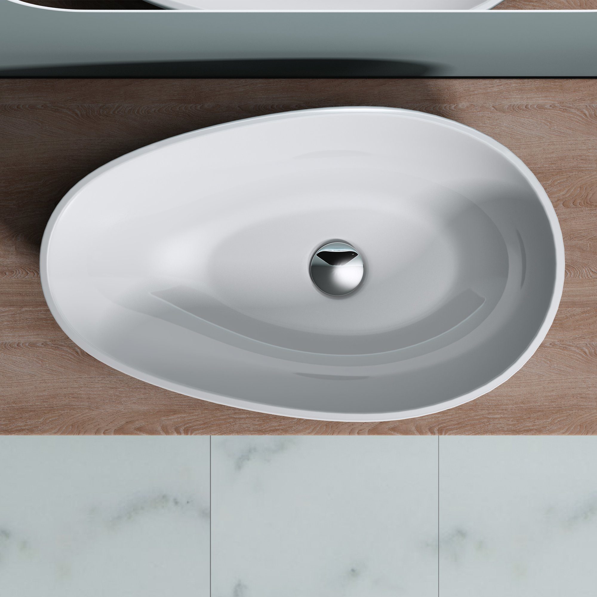 doporro Aufsatzwaschbecken doporro Aufsatzwaschbecken oval Colossum809 Mineralguss Waschbecken ohne Armaturloch