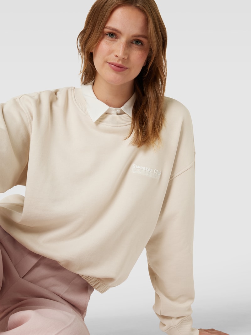 Sweatshirt mit Statement-Stitching in ecru