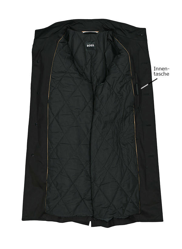 BOSS Black, Mantel, Regular Fit, Baumwolle wattiert, schwarz