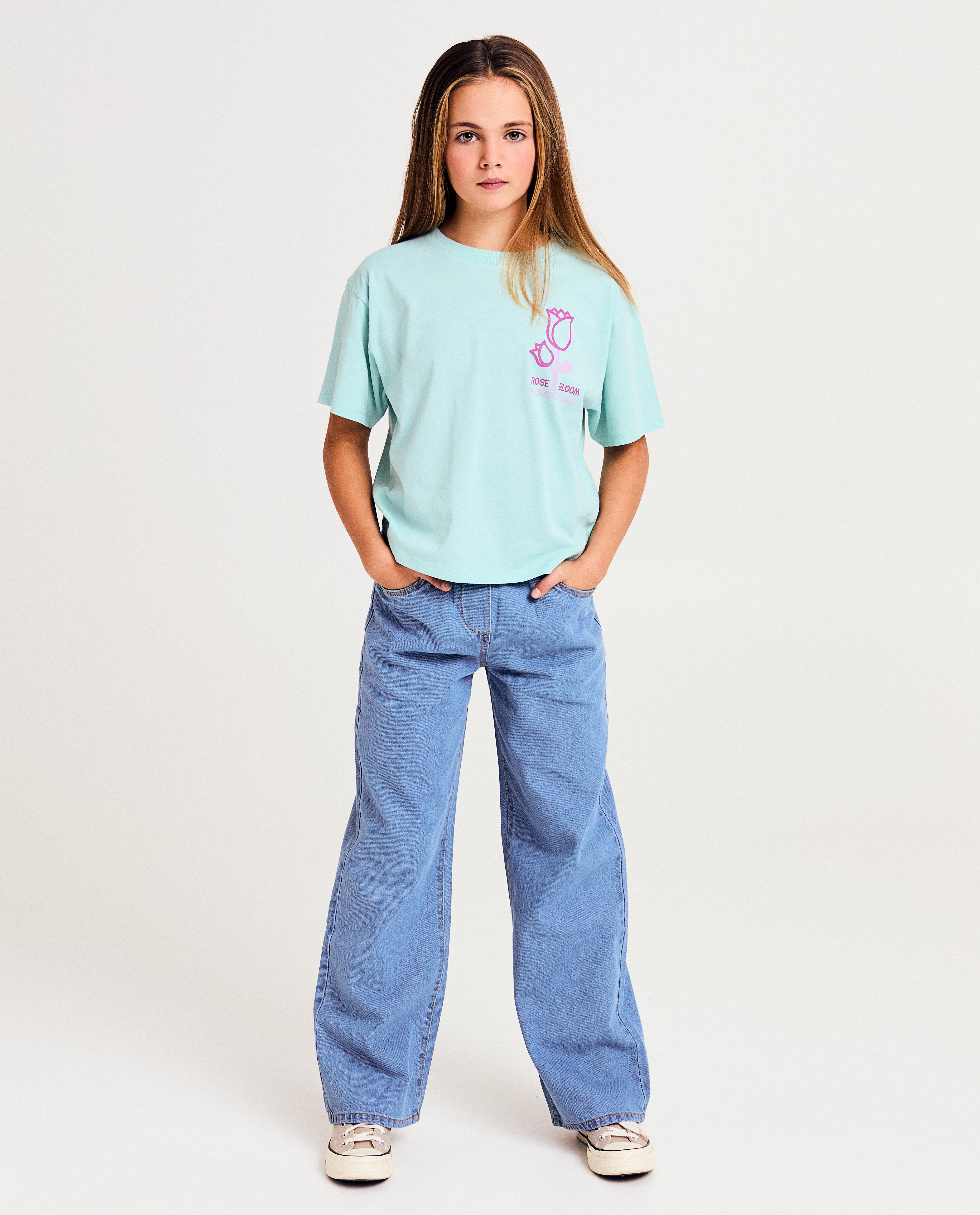 Tricou Besties cu imprimeu floral albastru deschis