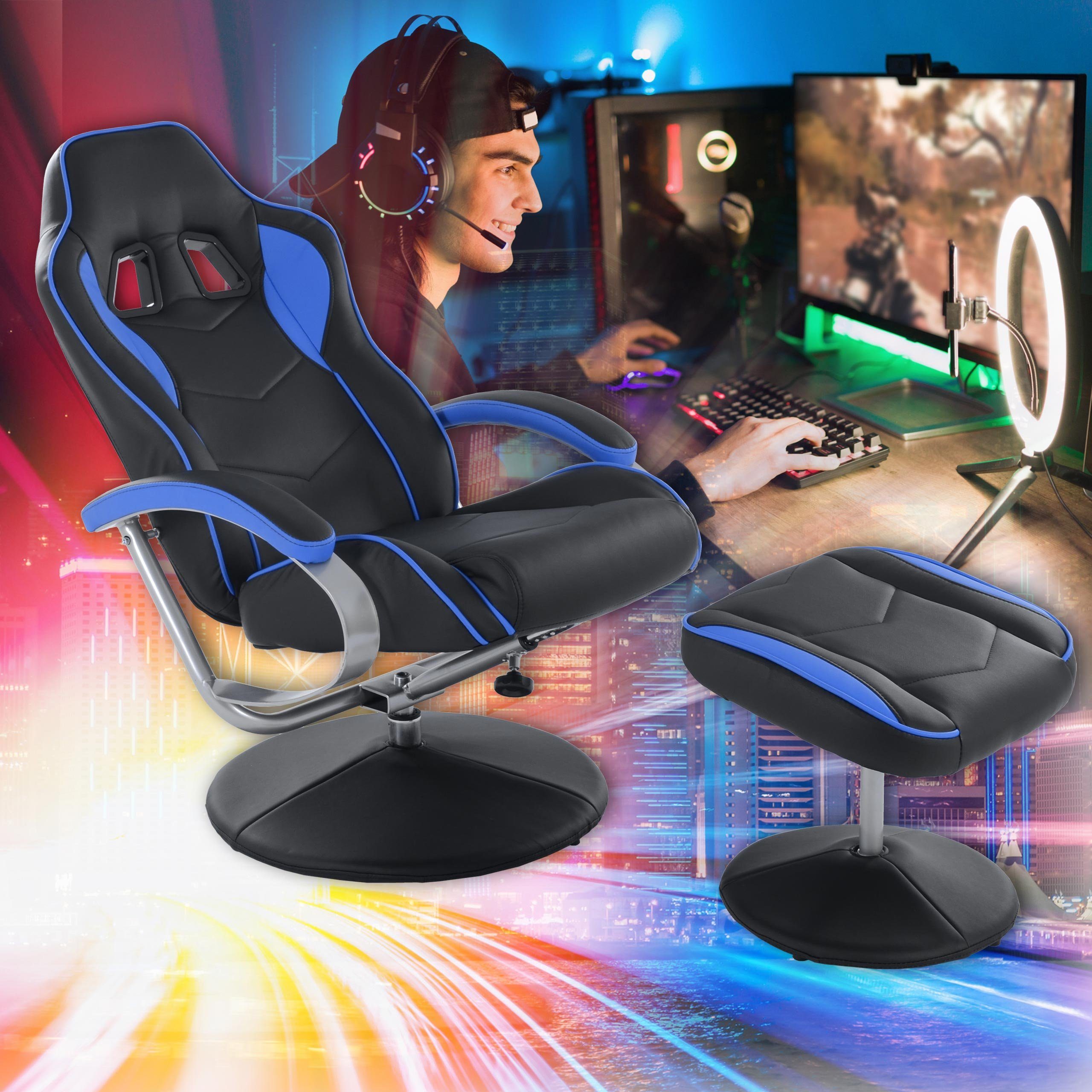 Raburg Gaming-Stuhl Sessel-Set DRIFT Sport in Soft-Touch Kunstleder, verschiedene Farben, mit Hocker & mit Relaxfunktion