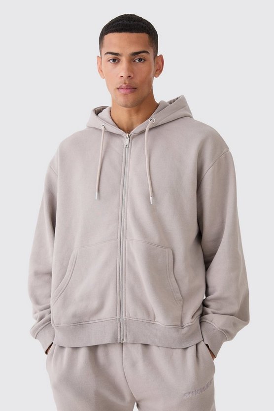 Kastiger Oversize Hoodie mit Reißverschluss und Acid-Waschung
