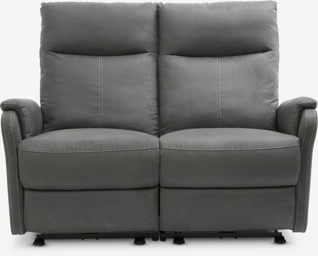ABILDSKOV Sofa rozkładana ABILDSKOV 2-osobowa szara imitacja skóry