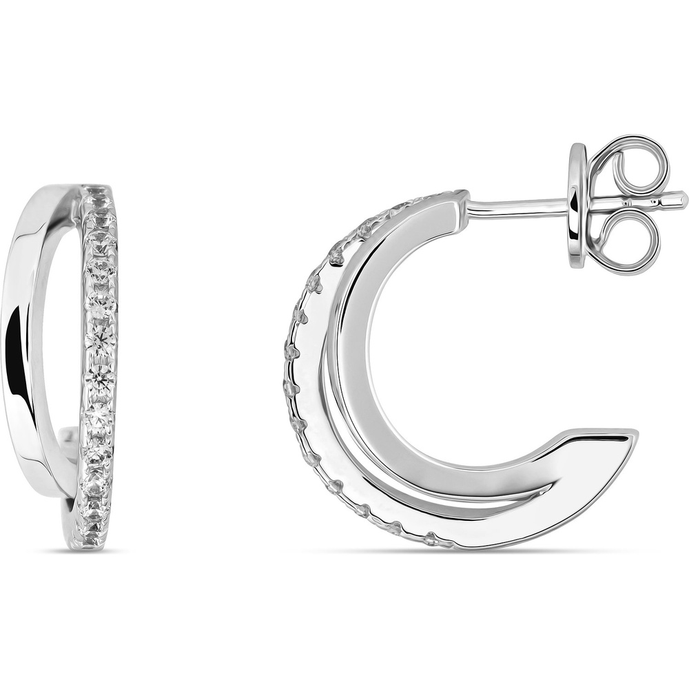 FAVS Boucles d'oreilles à fermoir à poussette 925 Argent rhodié Boucles d'oreilles