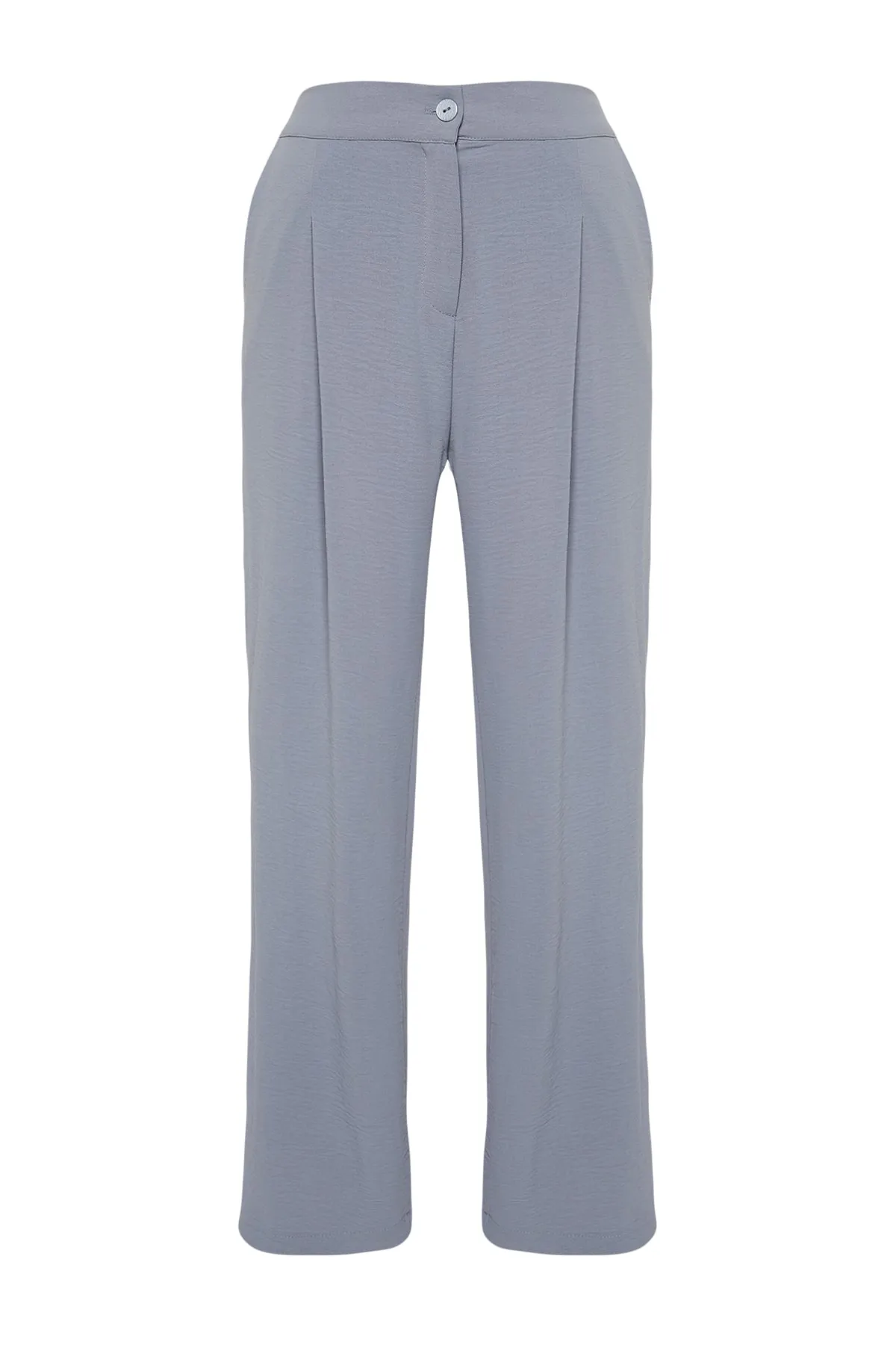 Trendyol Curve  Grau melierte, hoch taillierte, plissierte Webhose TBBSS22PL0448