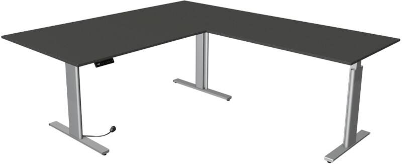 Kerkmann Move 3 L-förmig Elektrisch Höhenverstellbar Sitz-Stehschreibtisch Anthrazit, Silber 2.000 x 2.200 x 1.200 mm