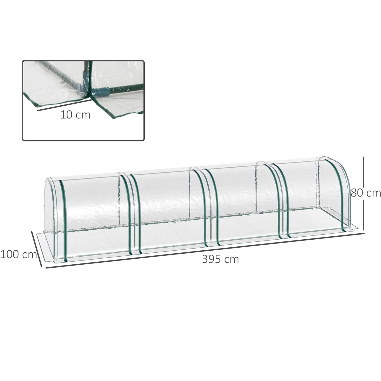 Outsunny Foliengewächshaus Treibhaus Gewächshaus mit Tür Frühbeet Stahl PVC