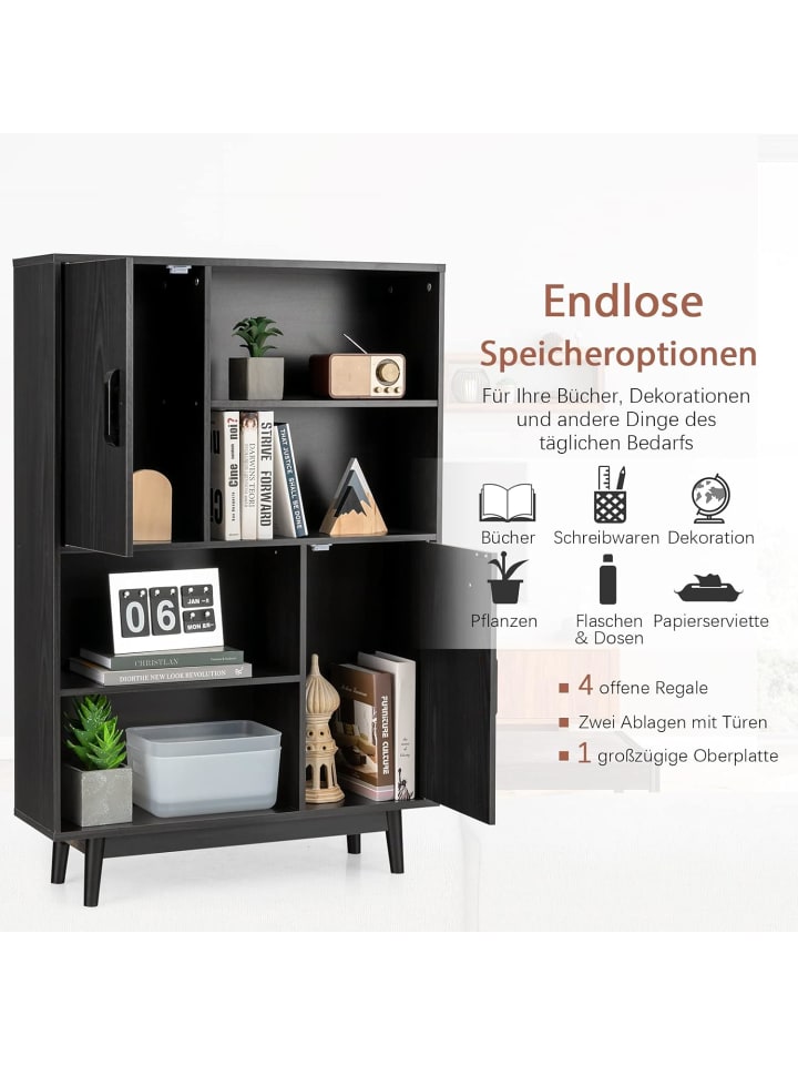 COSTWAY Bücherschrank in Schwarz günstig kaufen 120 cm