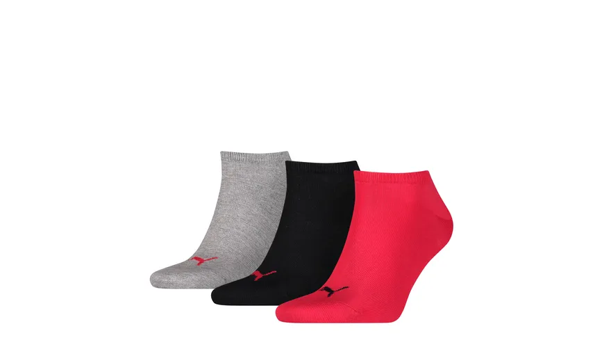 PUMA Unisex Sneaker Socken Invisible 3er Pack gr/sw/rt