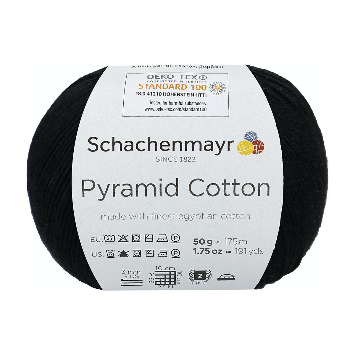 Handstrickgarne Pyramid Cotton, 50g Schwarz
