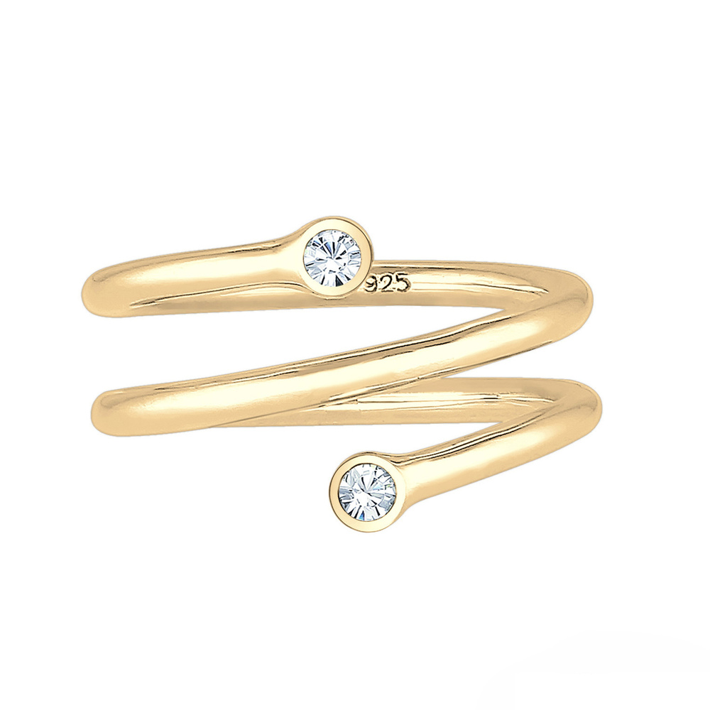 Elli Elli Bague Femme Géo avec Cristaux en Argent Sterling 925 Bague