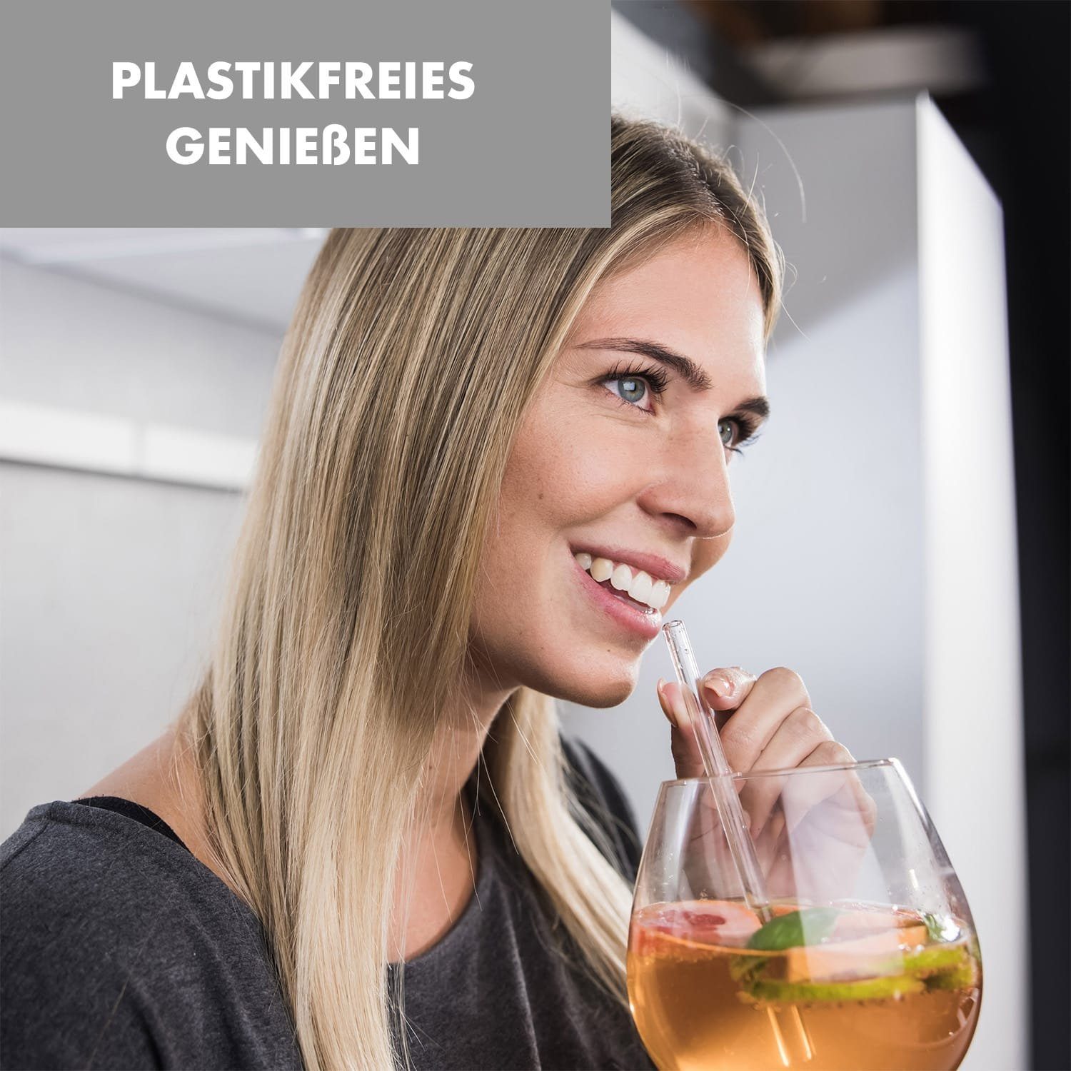 Klarstein Thermoglas Glaswerk Frezzeria Glasstrohhalme, Borosilikatglas