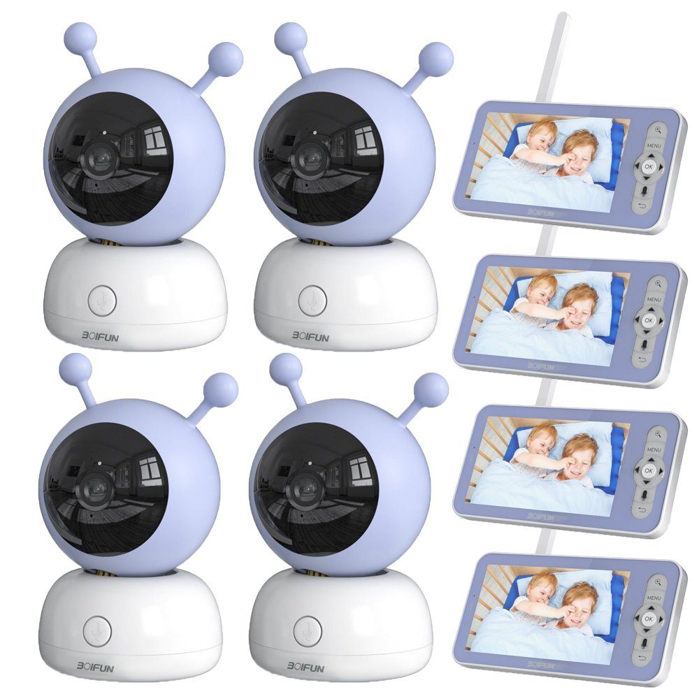 Boifun Video-Babyphone Babyphone mit Kamera App 1080P, PTZ 355°/90° Geräuschlose Rotation, 4×Zoom, 5