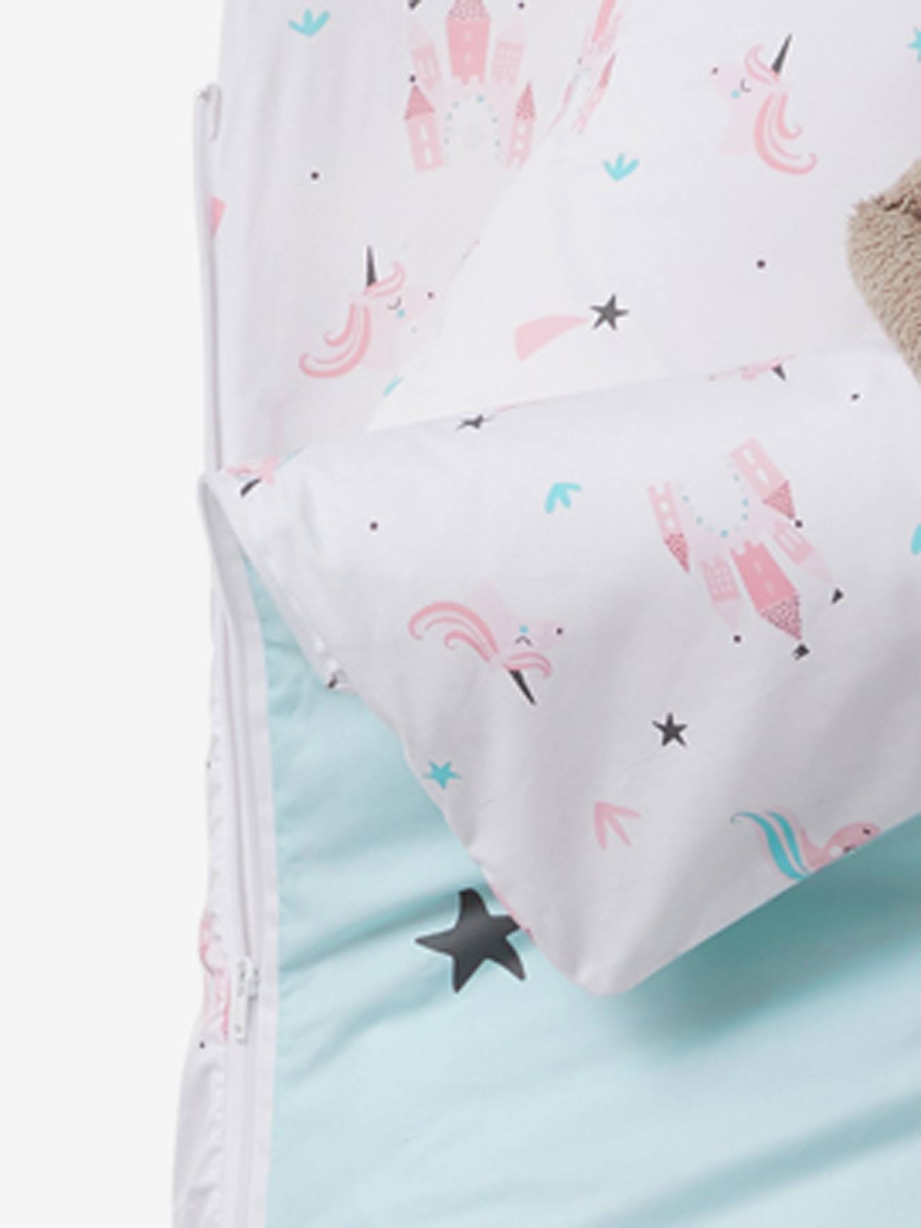 Vertbaudet Kinder Schlafsack-Set EINHÖRNER mit Innendecke Oeko-Tex - rosa