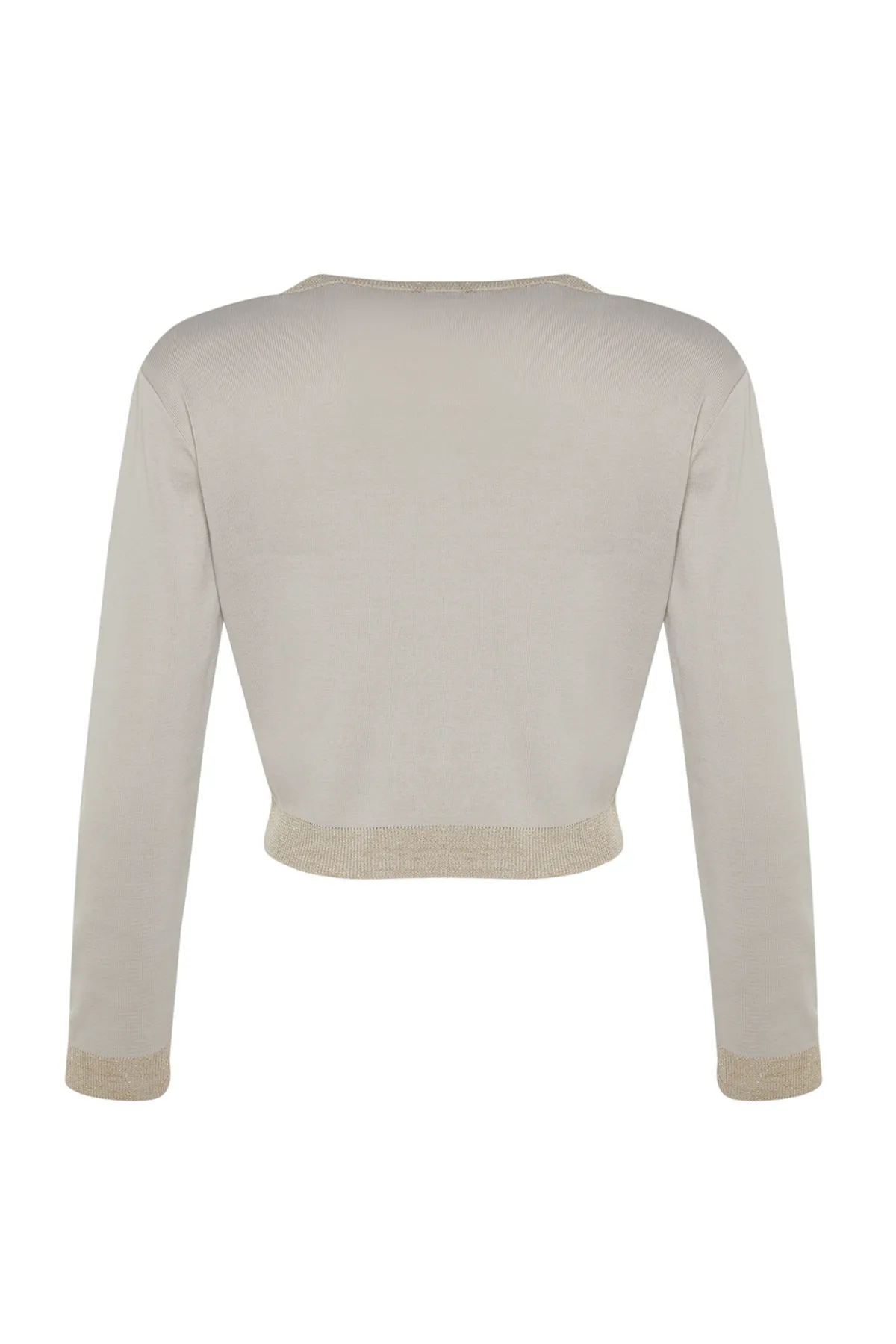 Trendyol Collection  Stone Crop gepolsterte Strick-Strickjacke mit Glitzer-Details TWOAW24HI00302