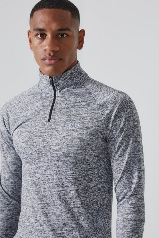 Man Active Slim-Fit Trainingsoberteil mit Trichterkragen und Reißverschluss