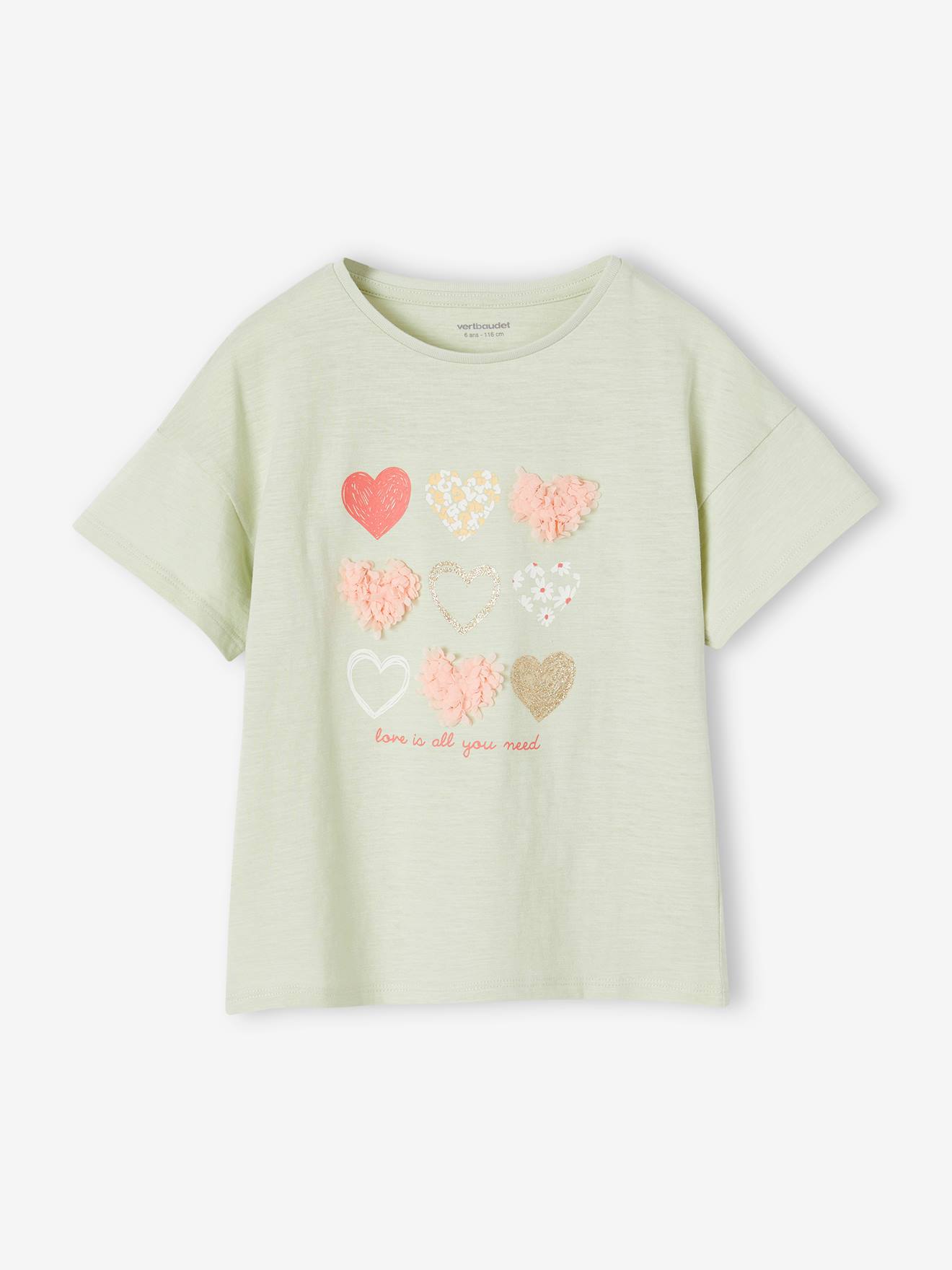 Vertbaudet Mädchen T-Shirt mit Rüschenmotiv - himmelblau