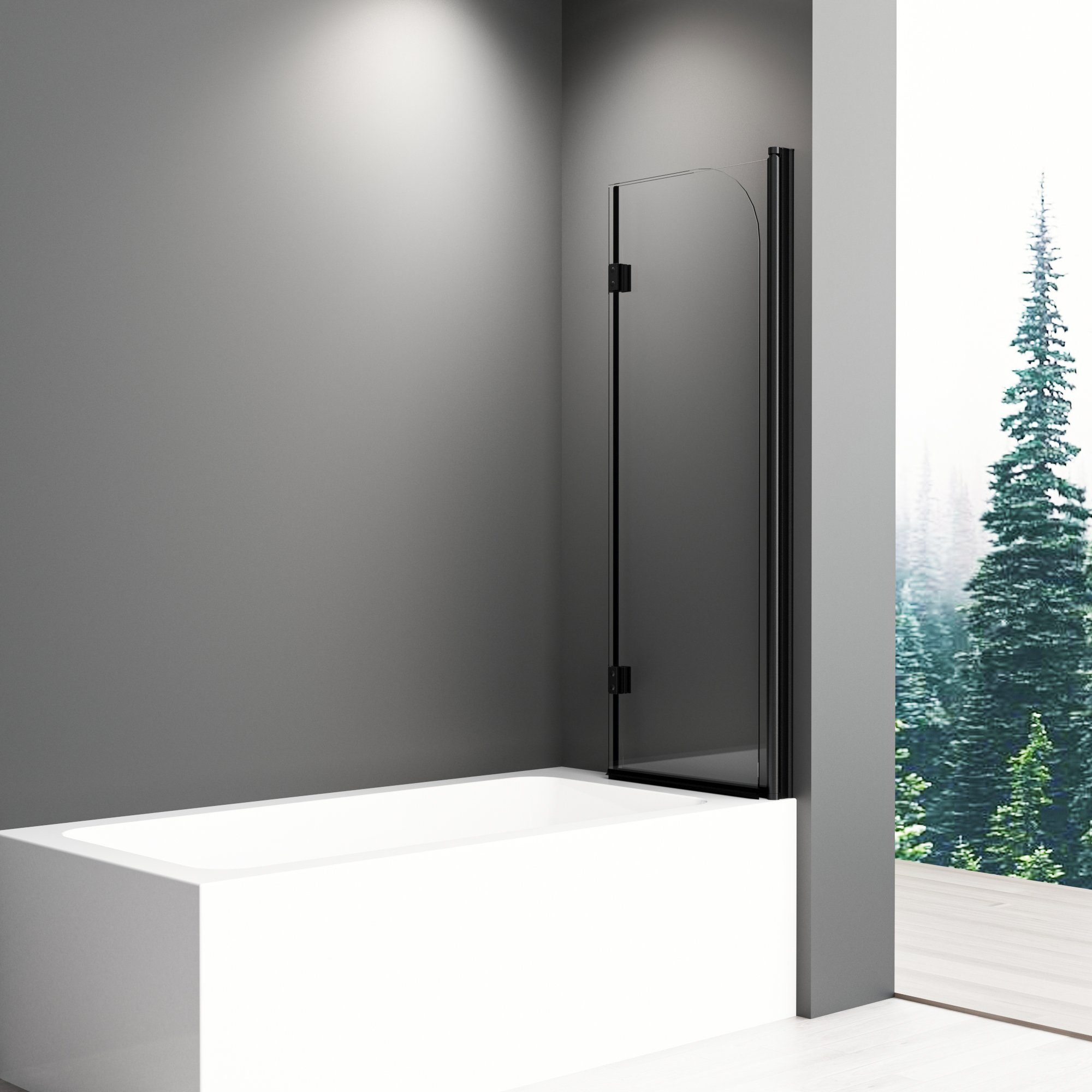 Boromal Badewannenaufsatz Schwarz 3 teilig 2 teilig faltbar BxH: 120x140 130x140 110x140 100x140, Sicherheitsglas mit beidseitig Nano, verstellbar Alu Wandprofil, (Duschwand für Badewanne, Klarglas), Beidseitig 180° schwenkbar, Rechts-und Links monti