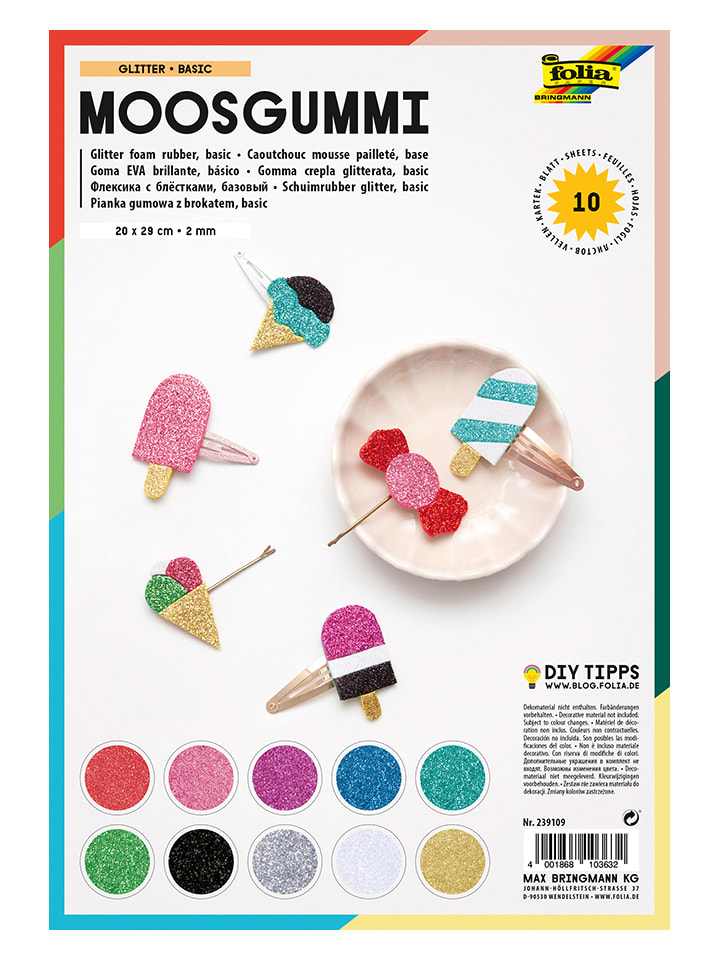 folia PAPER Glitter-Moosgummi in Bunt günstig kaufen onesize