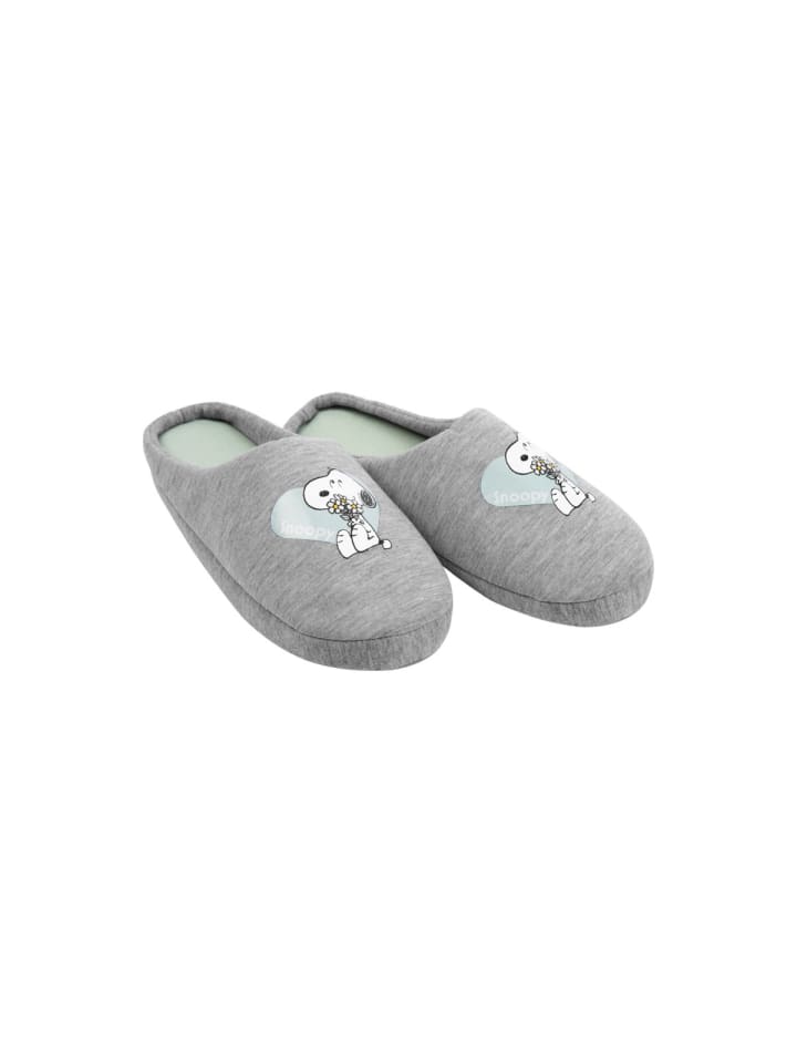 COFI 1453 United Labels Hausschuhe für Damen Snoopy Slipper Pantoffeln in Grau günstig kaufen