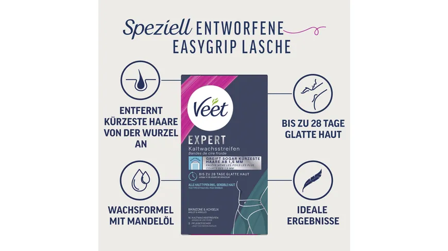 Veet Expert Kaltwachssstreifen Bikini und Achseln