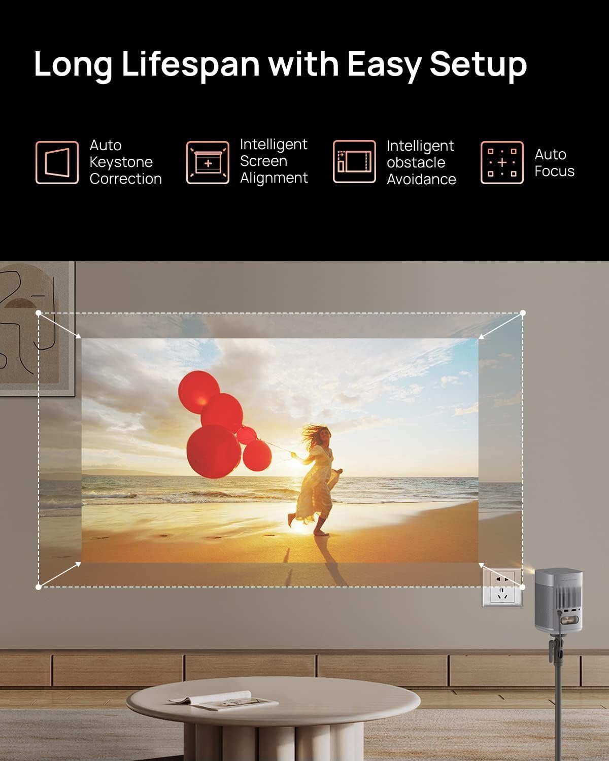 XGIMI Beamer (1280 x 720 px, Mini Beamer Lumen Portable Beamer WiFi Bluetooth Heimkino Vidoe)