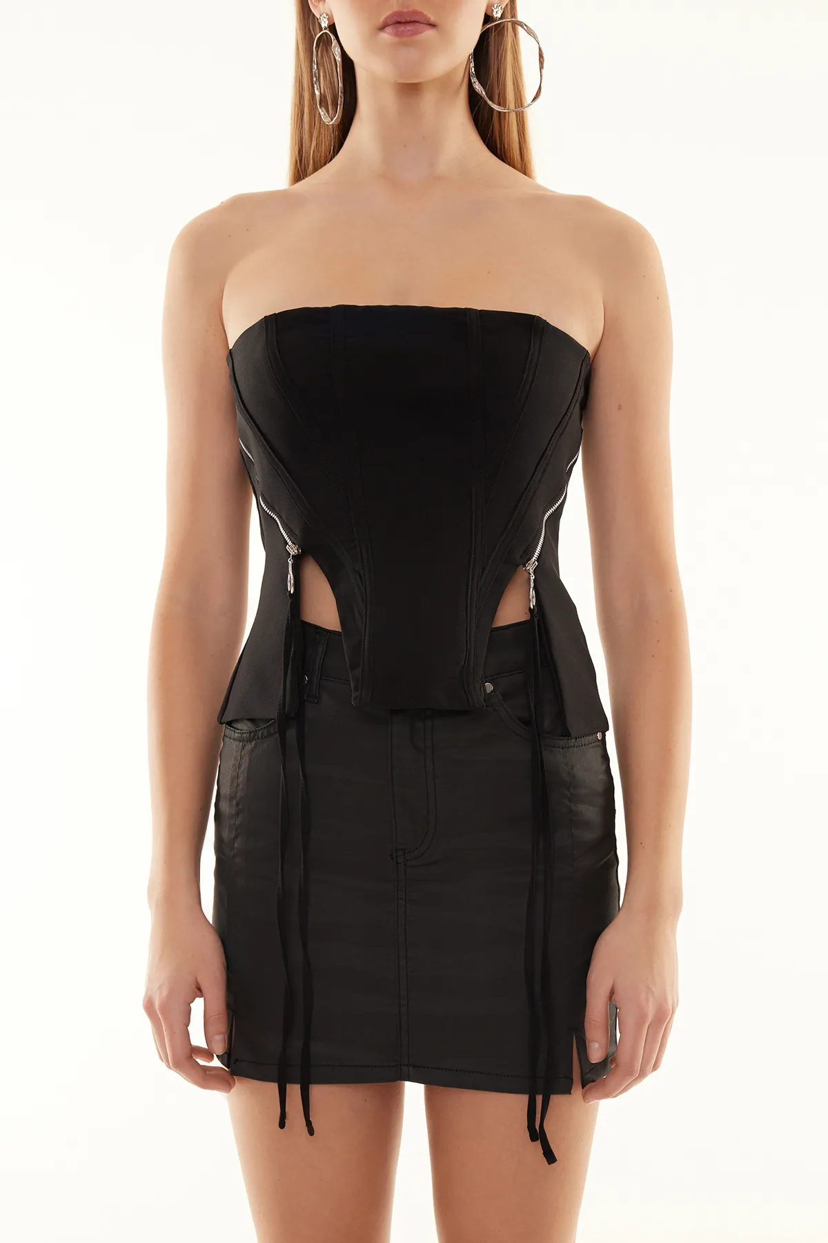 Trendyol Collection  Schwarzes gewebtes Bustier mit Reißverschluss