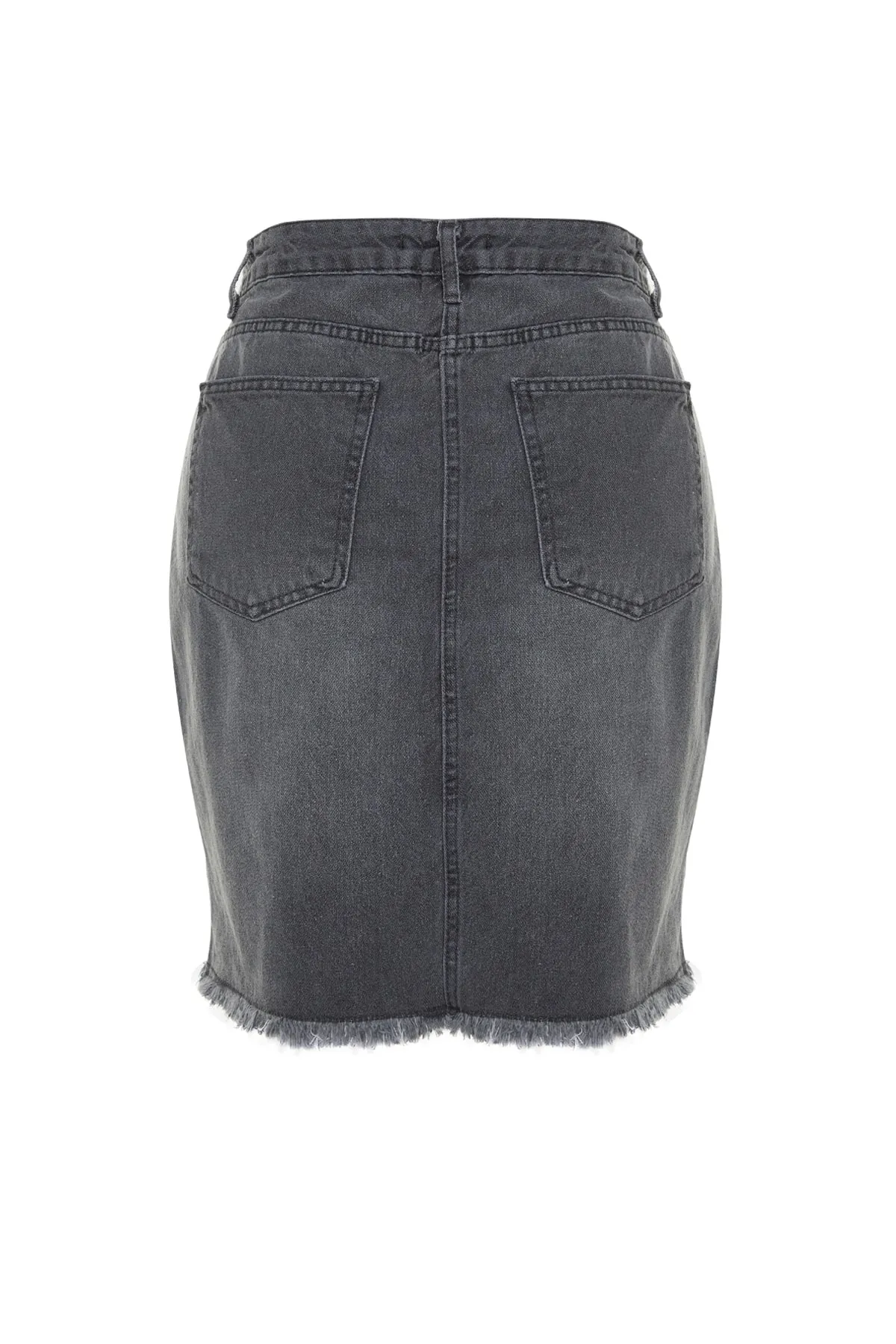 Trendyol Curve  Grauer Jeansrock mit Schlitz und hoher Taille TBSSS23AZ00006