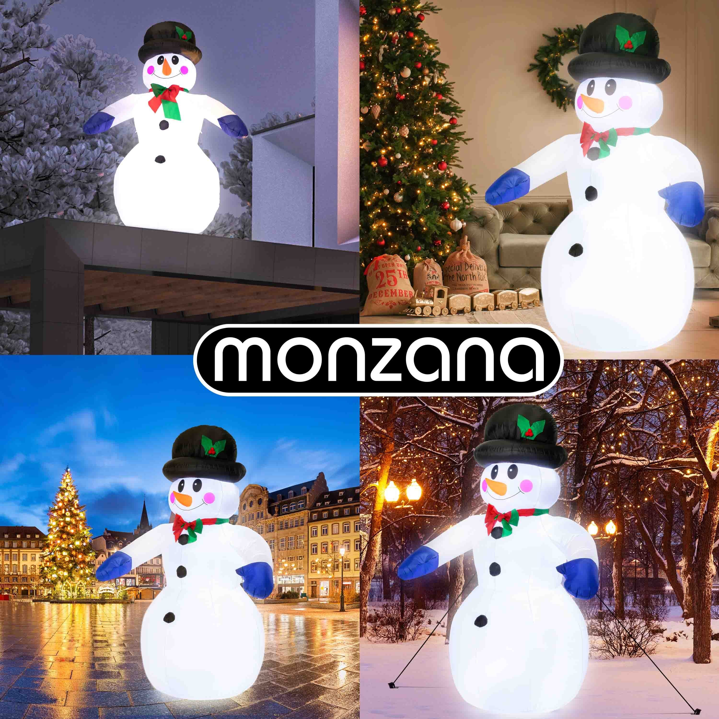monzana Schneemann, Aufblasbarer XXL 240cm LED Beleuchtet Befestigungsmaterial IP44 Außen